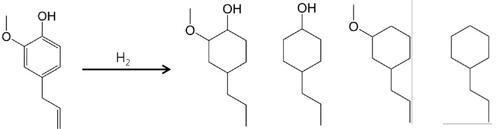 유젠올의 수첨탈산소 반응에 의해 생성 가능한 분자들