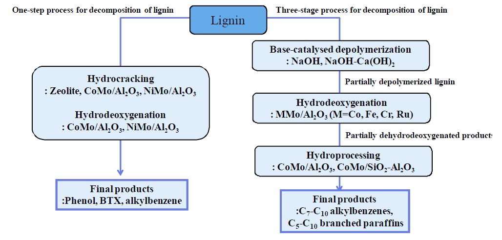 단단계와 3단계 리그닌 분해 공정도