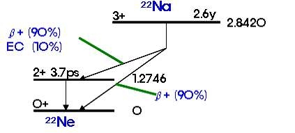 그림 3-2-6. 22Na의 B+붕괴.
