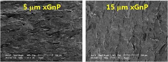 1,500 °C에서 5시간 소결한 UO2/xGnP 혼합 핵연료의 SEM 사진