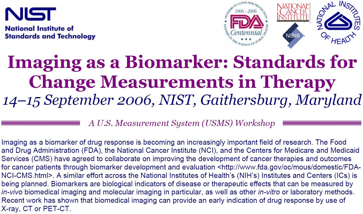 치료반응의 정량적 측정을 위한 영상표준화 워크샵(2006년)