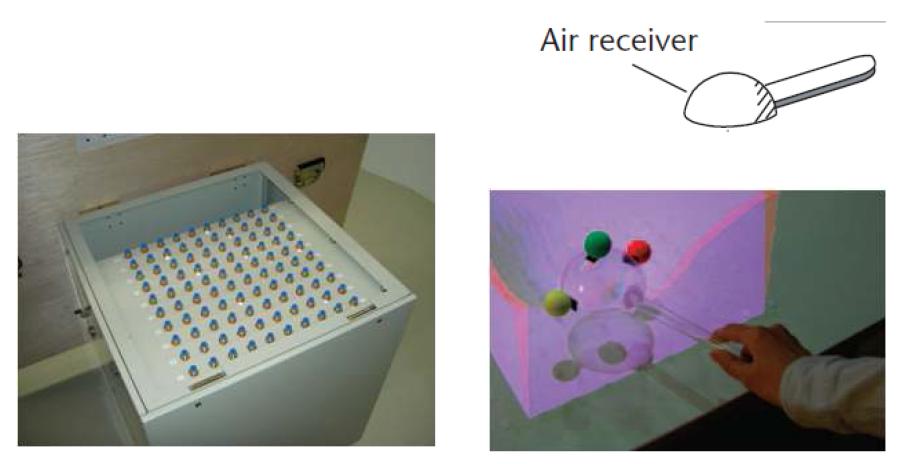 공기 압력을 이용한 비접촉식 촉감 예시