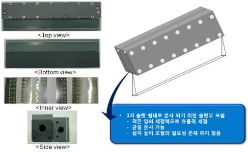 이류체 (2-Phase Jet Spray) 세정 모듈 분해도