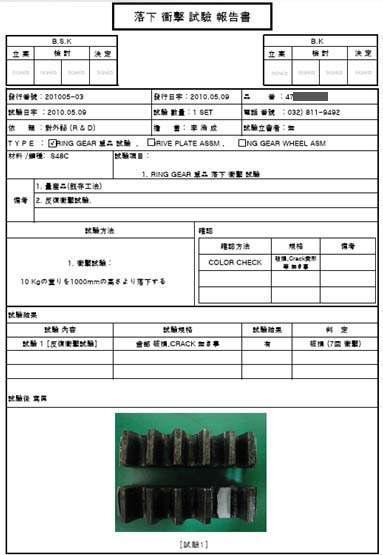 샘플 1(47*******)에 대한 시험 충격 결과(현행 공법)