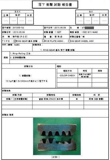 샘플 1(47*******)에 대한 낙하 시험 충격 보고서(링롤링 공법)