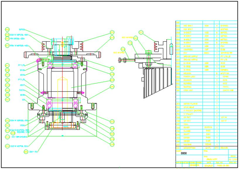 Spindle Assembly 형상 도면