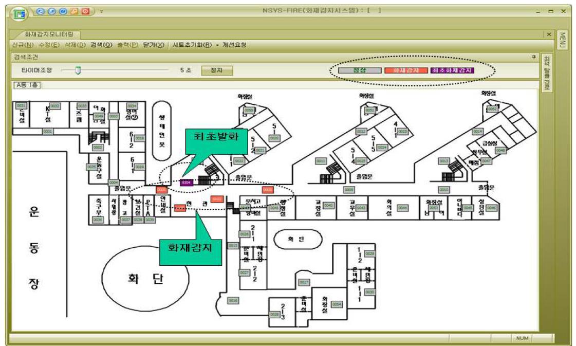 건물내 화재감지 모니터링 화면