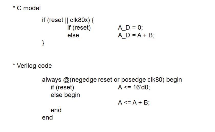 C model 과 Verilog 코드 비교