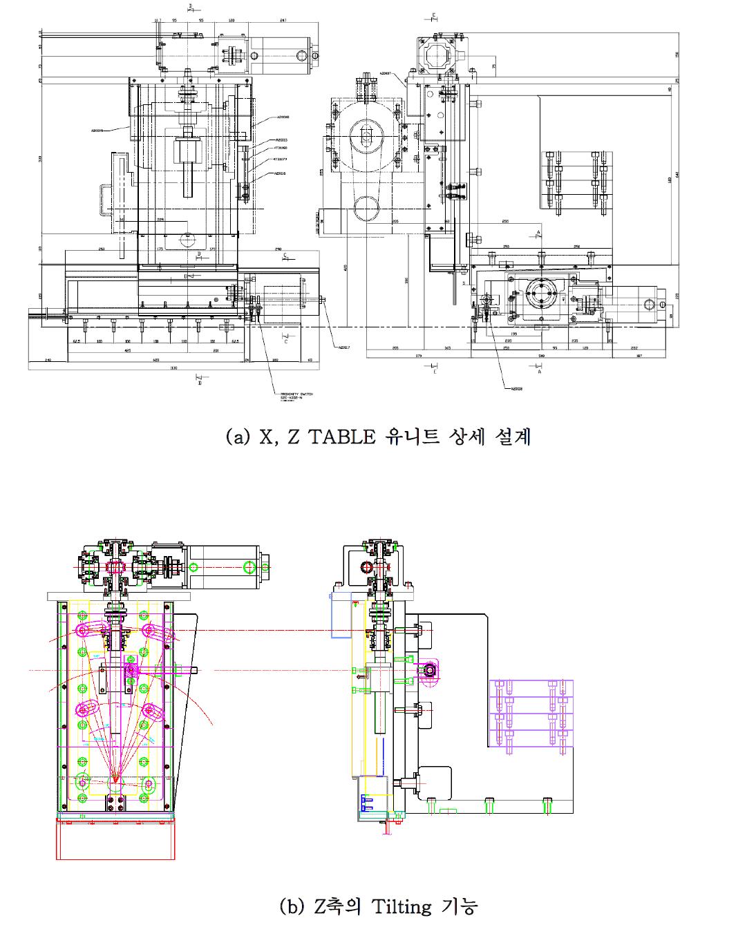 X, Z TABLE 유니트 상세 설계 결과