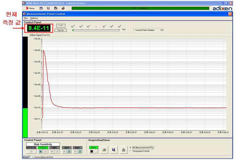 Leak Test Monitoring 화면