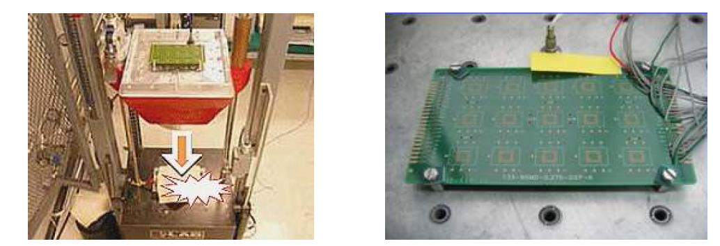 Drop Tester에 장착한 JEDEC 표준 보드