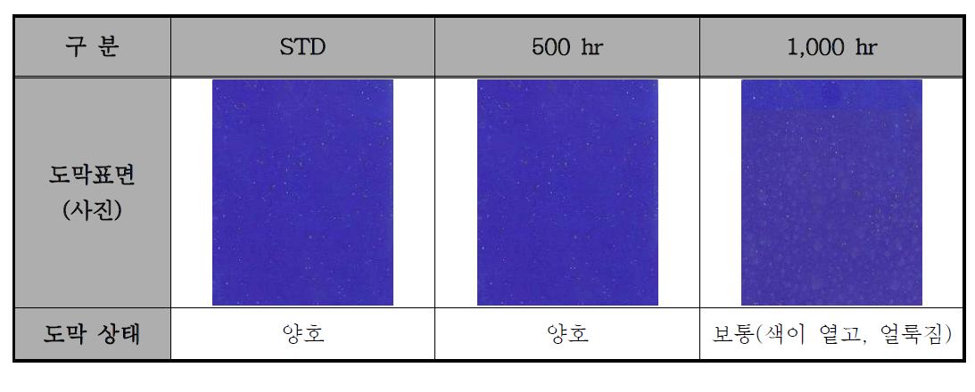 PVDF를 사용한 청색도료의 내후성(Q.U.V) 평가