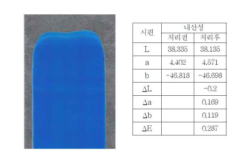 내산성 Test Color값