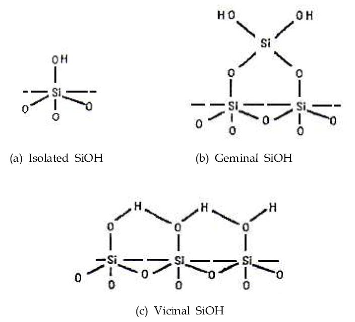 3가지 형태의 silanol groups.