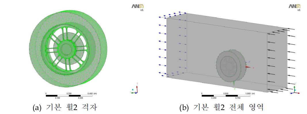 수정된 기본 휠2의 격자 및 전체 영역