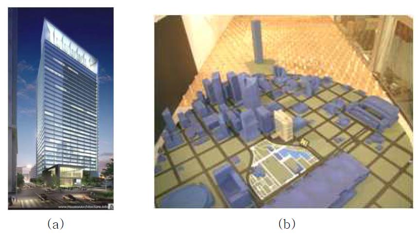 (a) 디스커버리 건물 사진 (b) 디스커버리 타워 풍동실험