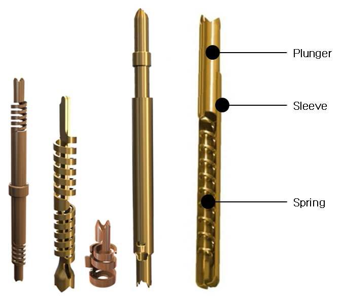 여러 가지 프로브 핀 및 주요 구성품