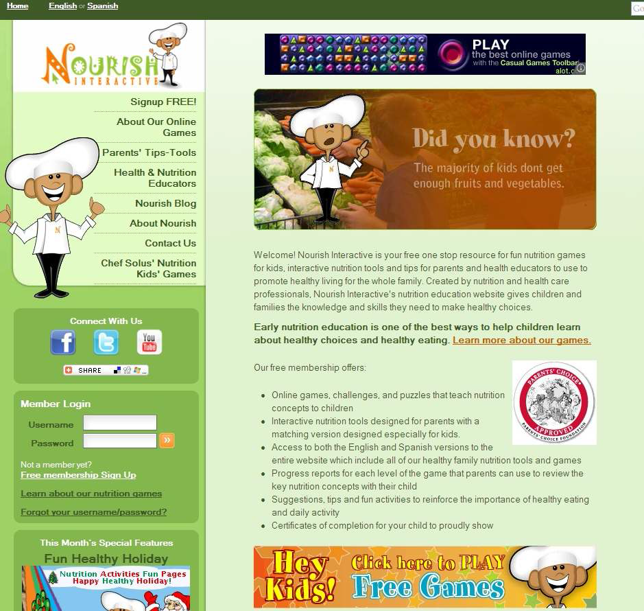 무료 온라인 영양교육 게임 사이트