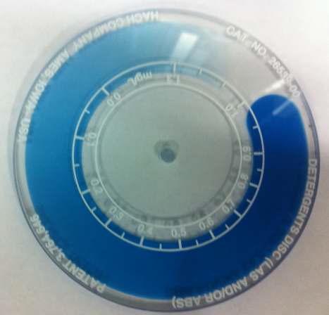 HACH detergents test kit의 농도별 표준기(Standard reference color indicator of HACH kit).