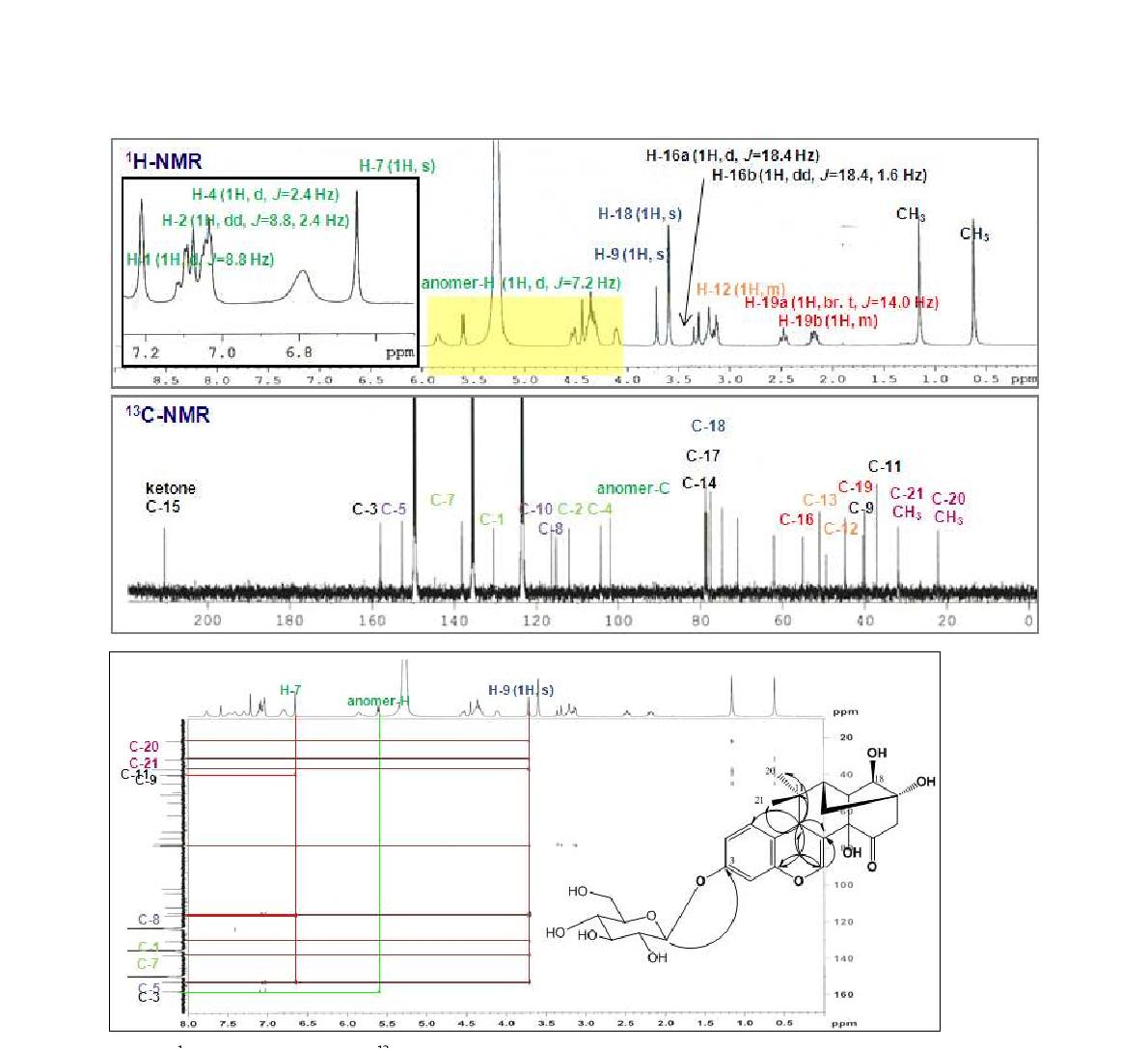 1H-NMR (400 MHz), 13C-NMR (100 MHz), and HMBC spectra of new compound (pyridine-d5).