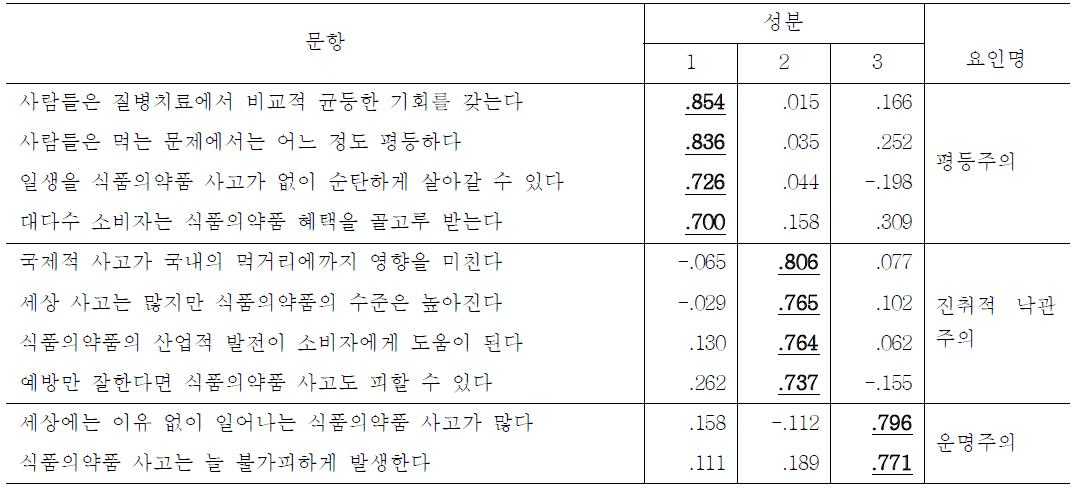 전문가의 세계관 요인분석 결과