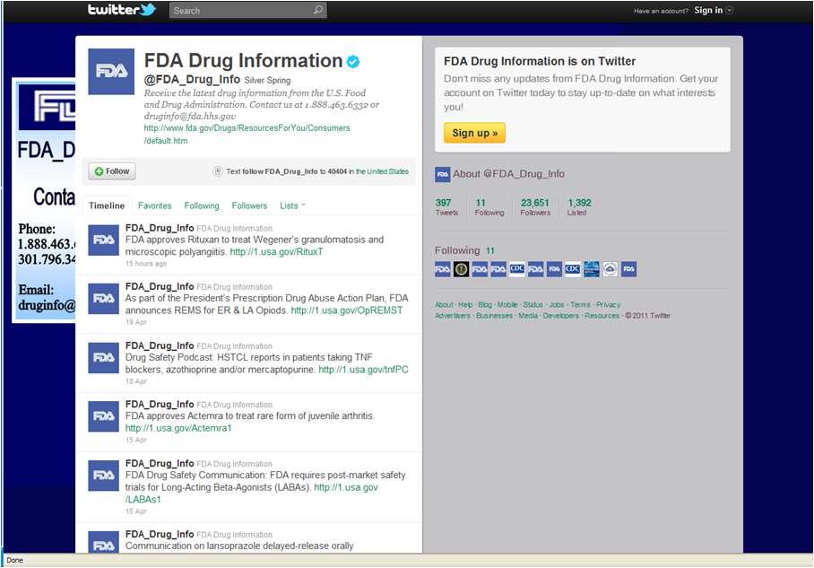 FDA의 트위터 사용 예