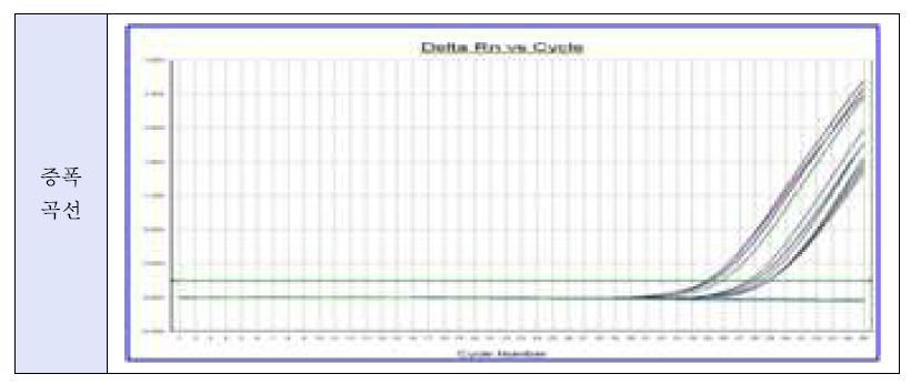 그림 17. 오염된 도마의 시간 경과별 ICC-Realtime PCR 증폭 곡선