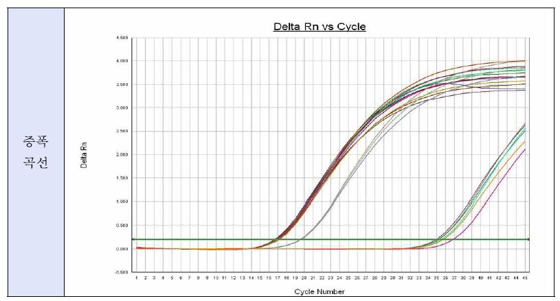 그림 60. 오염된 각얼음의 시간 경과별 ICC-Realtime PCR 증폭 곡선