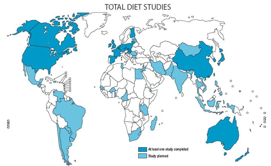 Figure 2 Prevalence of Total Diet Study all over the world