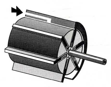 회전날개 구동형 공기압축식 모터의 단면