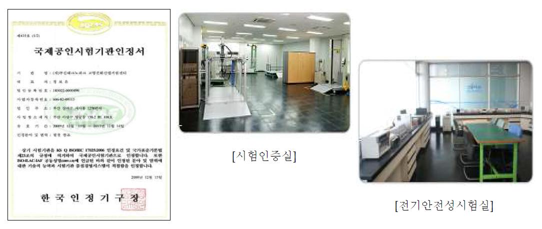 주관기관의 국제공인시험기관 인정 및 역학적/재료적 평가 시험실 전경