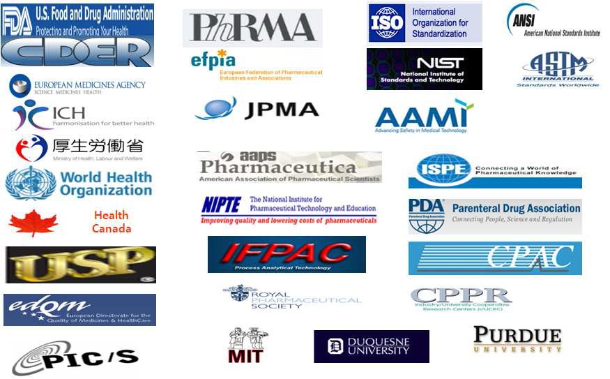 QbD/PAT 관련 미국과 EU의 허가규제기관, 표준연구기관, 약전, 제약협회, 연구 및 학술 단체