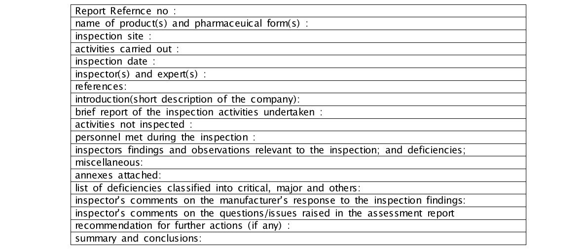 GMP insspection report - community format