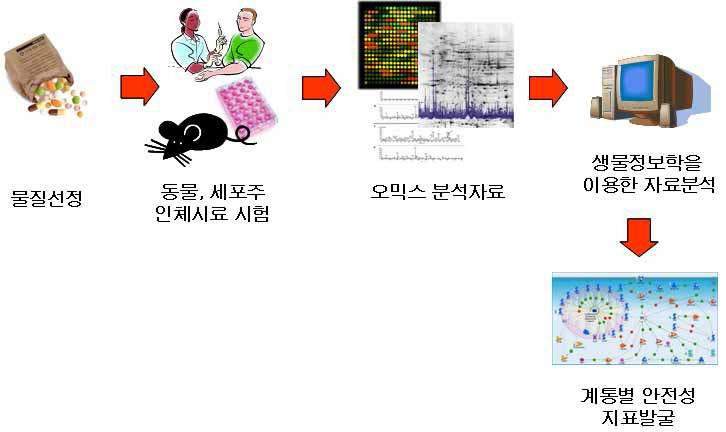 오믹스 기술을 이용한 안전성 지표 발굴 모식도