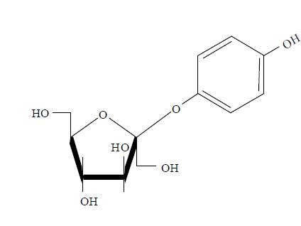 4-hydroxyphenyl-베타-D-fructofuranoside의 구조