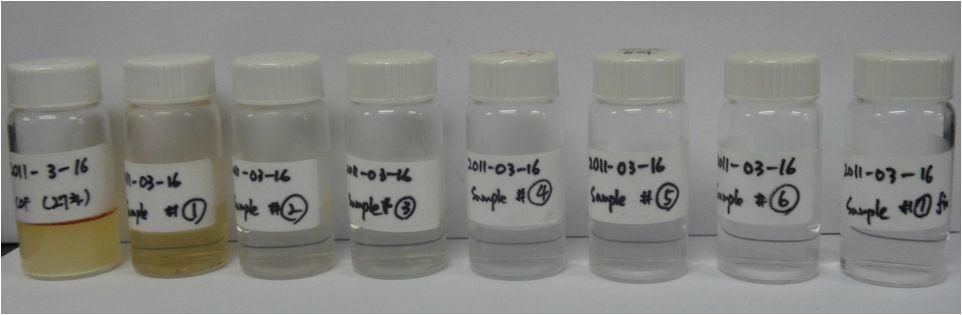 PFPE-COF F2 반응 중 채취한 시료 샘플의 시간에 따른 색상변화