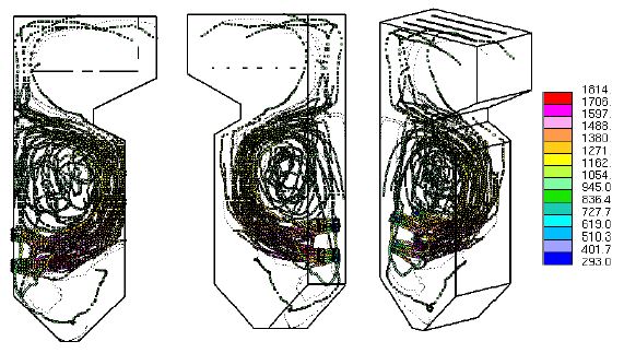 Trajectories of pulverized coal particles