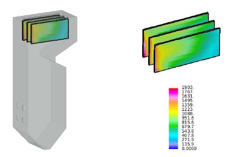 Total heat flux on the wall platen of boiler