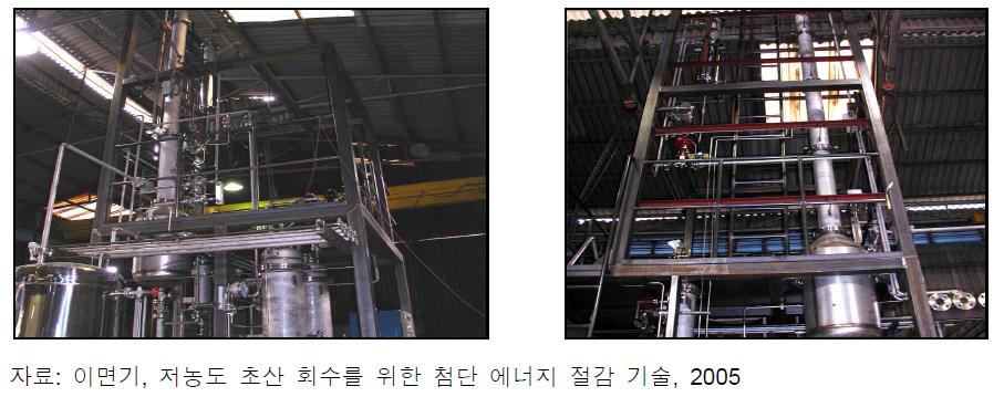 초산 회수 공정 및 MA Hydrolysis 공정 Plant