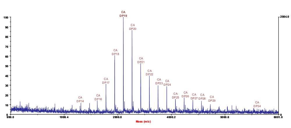 HPAEC를 이용한 반응시간에 따른 Pf αGT와 amylose의 반응산물 분석