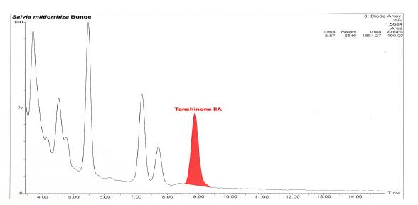 검액(단삼 추출물)의 HPLC chromatogram