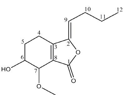 Chemical structure of (Z)-6-hydroxy-7-methoxy-dihydroligustilide