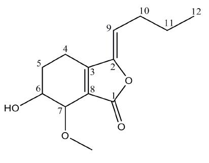 Chemical structure of (Z)-6-hydroxy-7-methoxy-dihydroligustilide