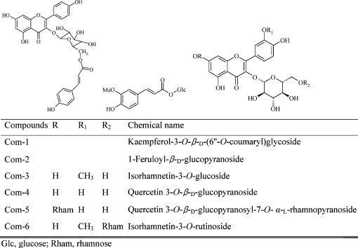Chemical structures of phenolic glucosides isolated from the leaf extracts of Hippophae rhamnoides