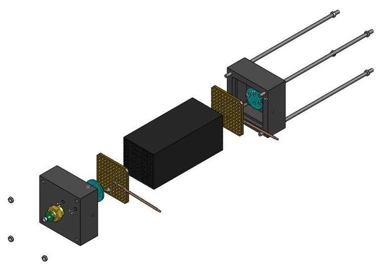 Exploded view of 2nd CO2 adsorption module using monolith