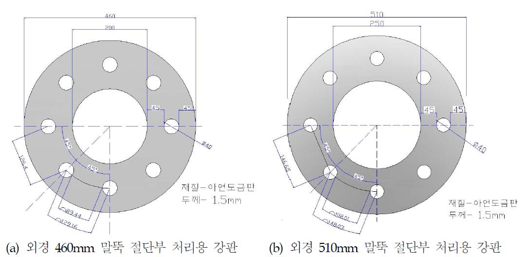 축소규모 콘크리트 말뚝 절단부 처리용 강판의 설계제원