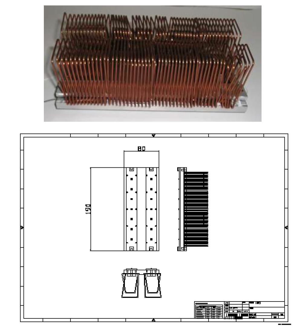 진동세관형 히트파이프 냉각장치의 구조와 사진