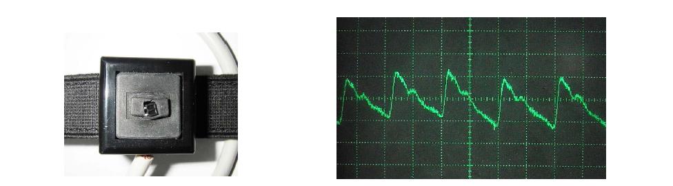 적외선 센서(ERT-3280) 적용 손목 착용 모듈 및 센서 출력 파형