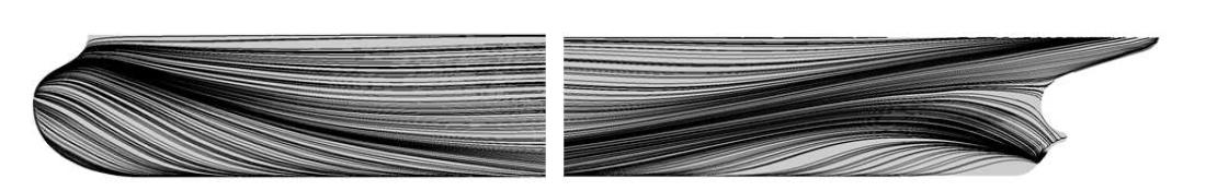 KVLCC2 선체 표면의 유선