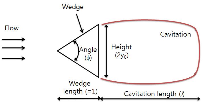 Problem description of wedge-shaped cavitator